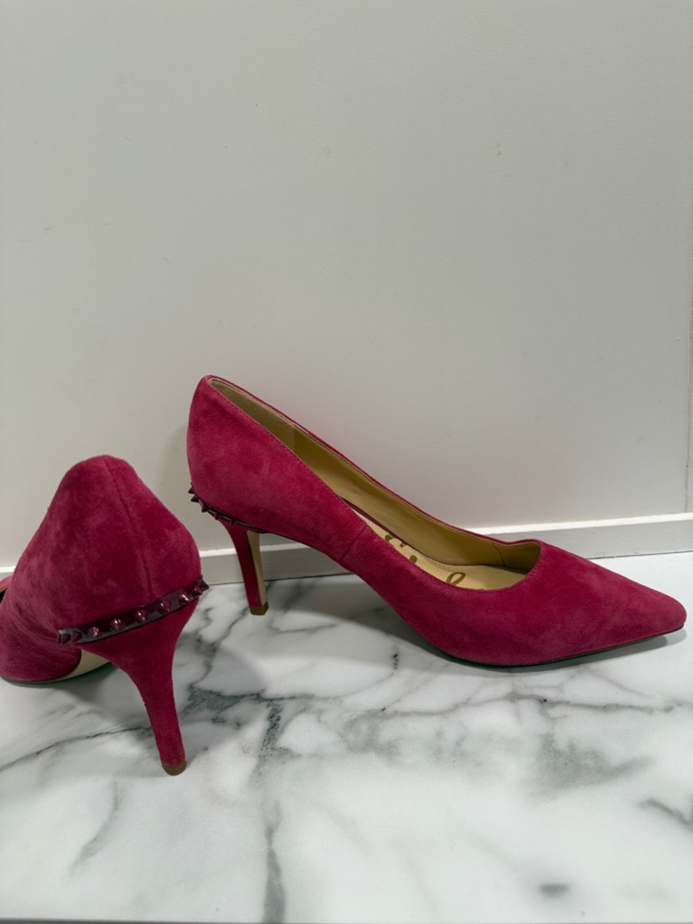 SAM EDELMAN 'Tonia' Spike Hot Pink Suede Pump Women’s size 7